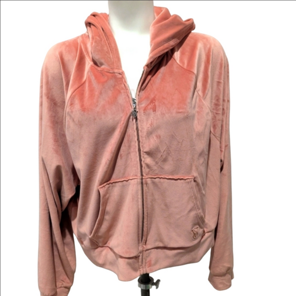 Victoria's Secret Jackets & Blazers - Victoria's Secret Pink Velour Hooded Jacket
